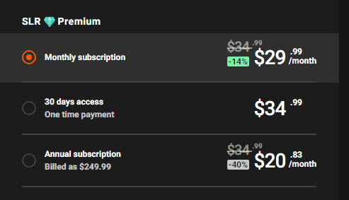 This is the cost of a SexLikeReal premium subscription.