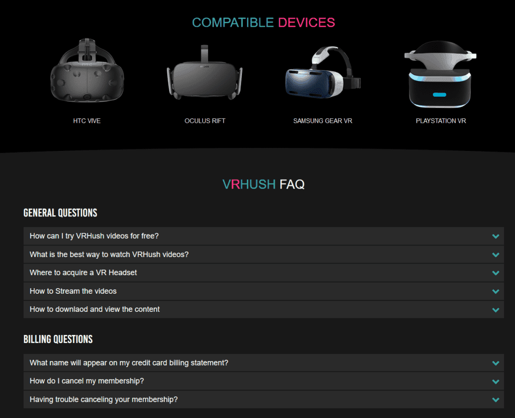 the vrhush help pages are out of date