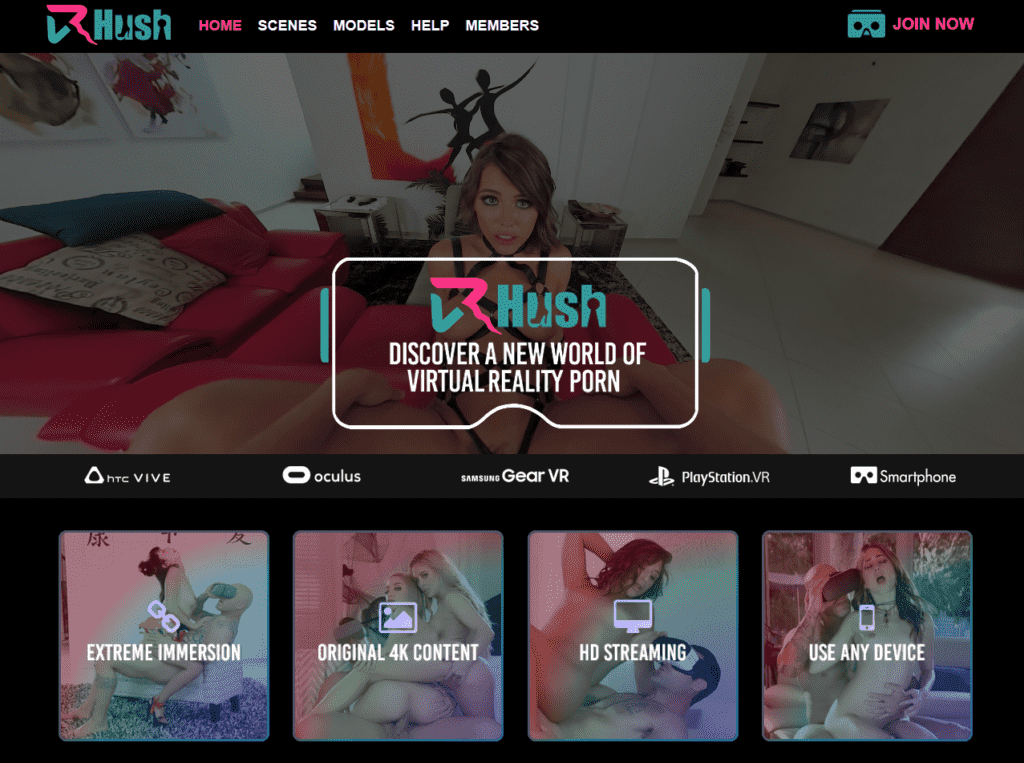 this is what the vrhush homepage looks like.