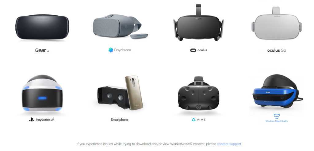 Wankitnow do support most modern VR headsets.